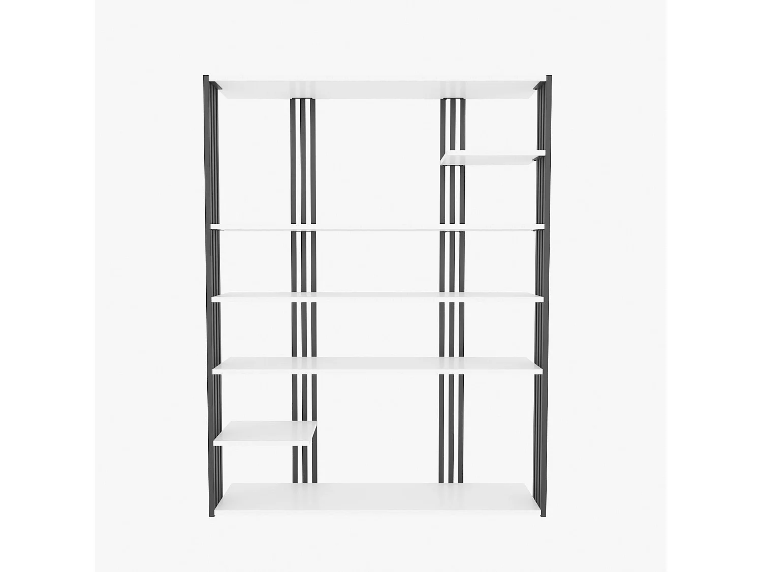 Stylowa, czarno-biała biblioteczka, 120 x 160 x 29,6 cm | Płyta wiórowa pokryta melaminą w 100%, grubość 18 mm | Idealna do nowoczesnego wys