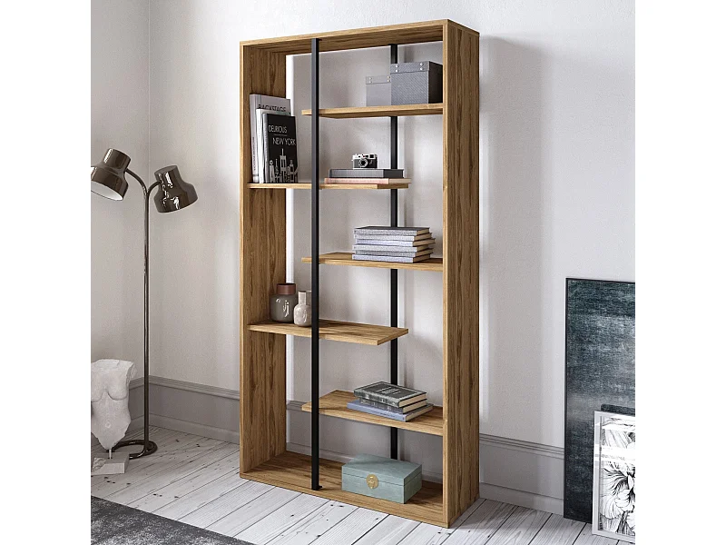 Estantería Kailua 1249, Abierta sin pared trasera, Metal|Aglomerado laminado, 173x90x30cm