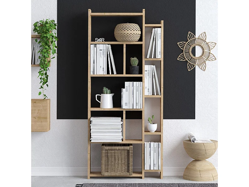 Étagère bibliothèque Worware L65xH150cm Chêne clair