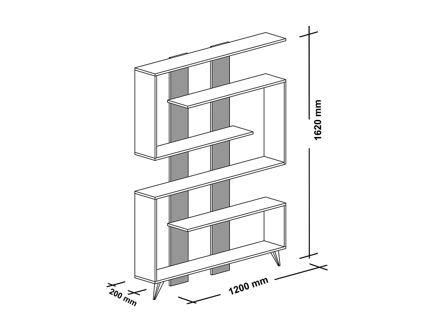 Etagère bibliothèque design scandinave Rain - L. 120 x H. 162 cm - Blanc