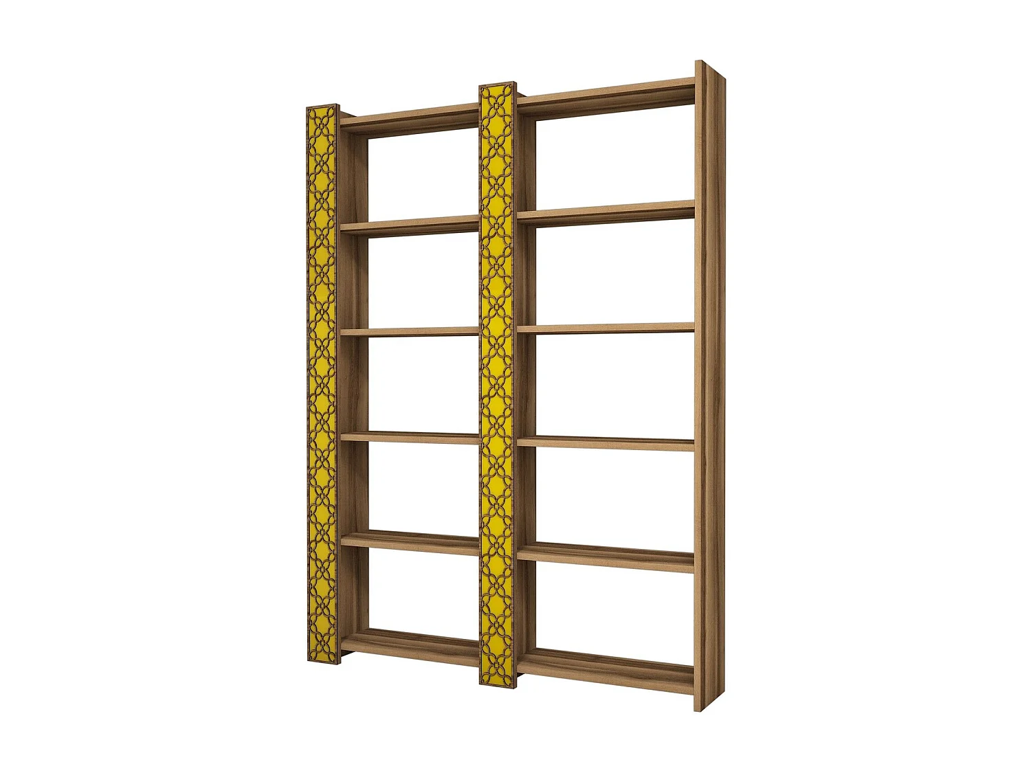 Étagère bibliothèque 2 rangées Oppidanus L124cm Bois Naturel et Jaune