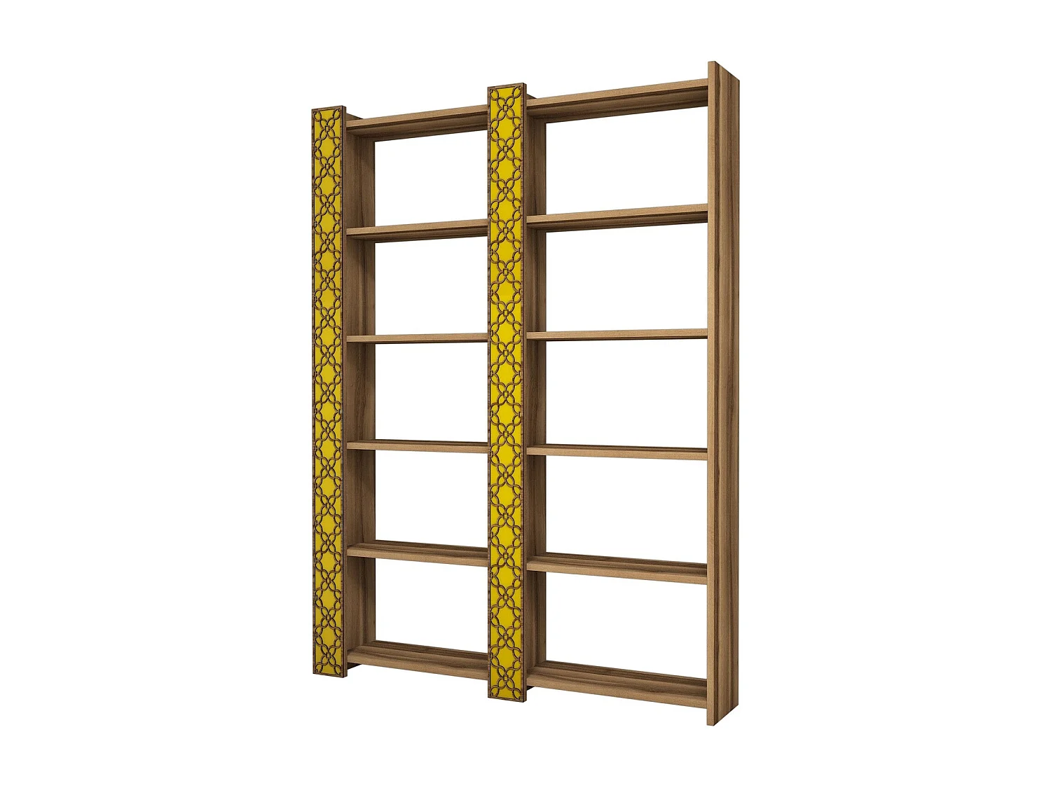 Étagère bibliothèque 2 rangées Oppidanus L124cm Bois Naturel et Jaune