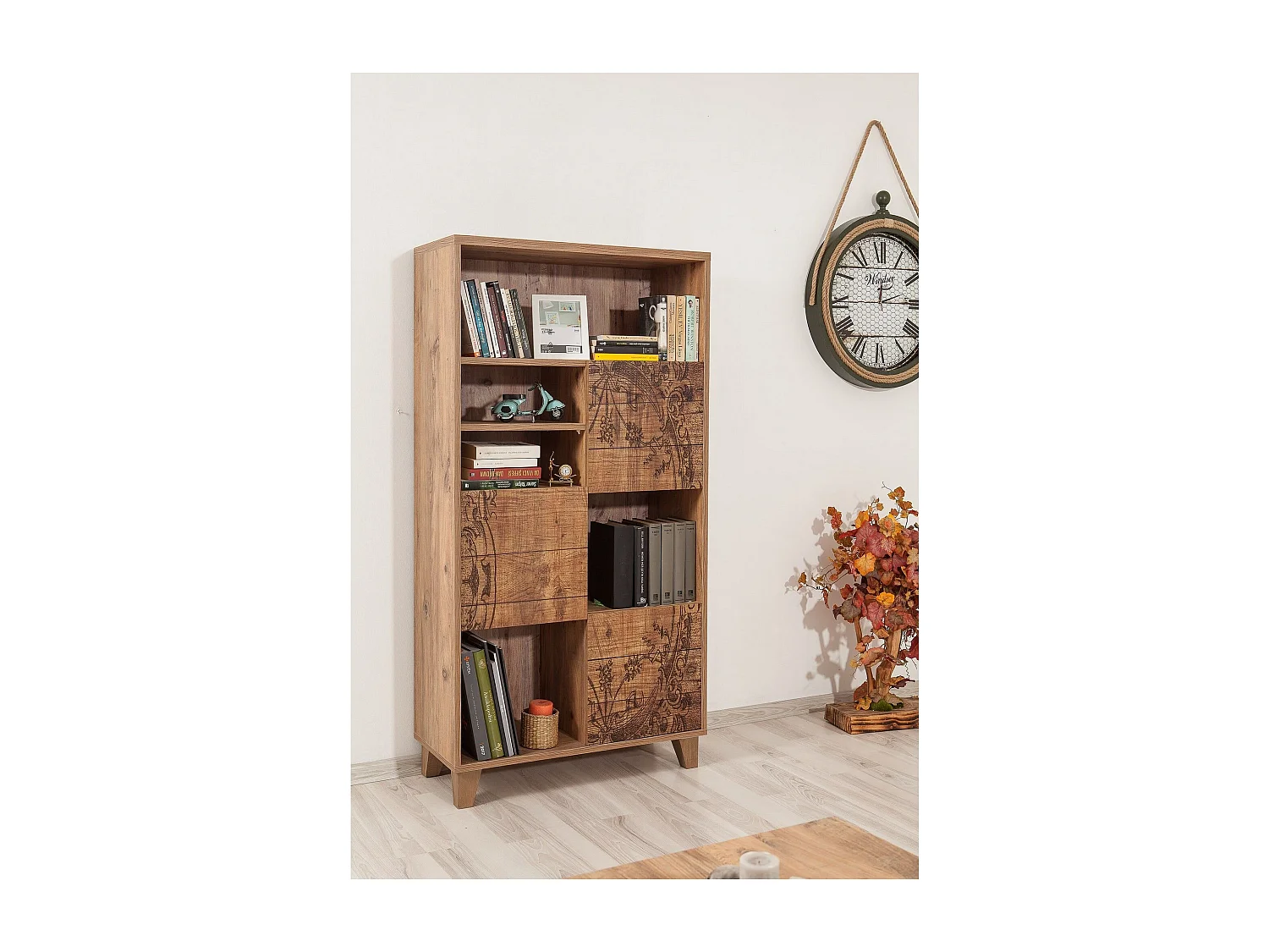 Librería tradicional – 80 cm x 155 cm x 36 cm – Pino Atlántico – Tablero de partículas revestido de melamina