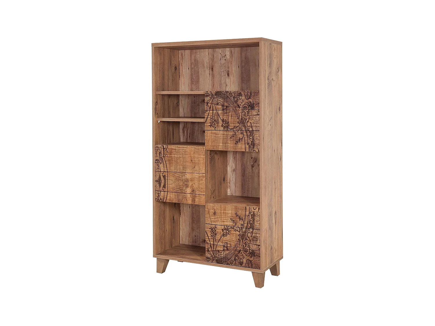 Bibliothèque Casa 80x155cm Bois Motif florale Marron