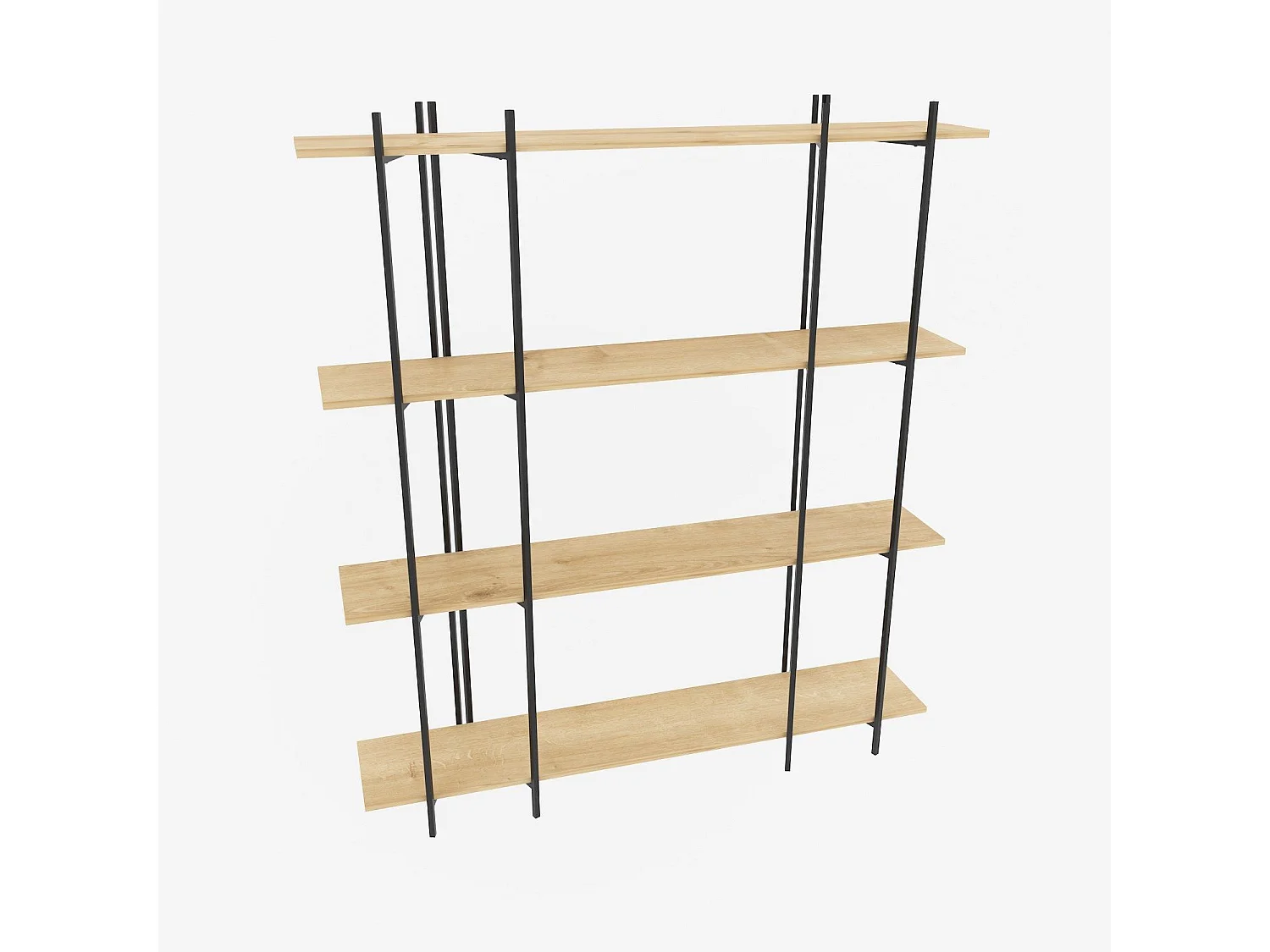 Estante elegante em carvalho e preto, 160 cm x 180 cm x 29,6 cm | Painel de partículas 100% revestido em melamina, 18 mm de espessura | Perf