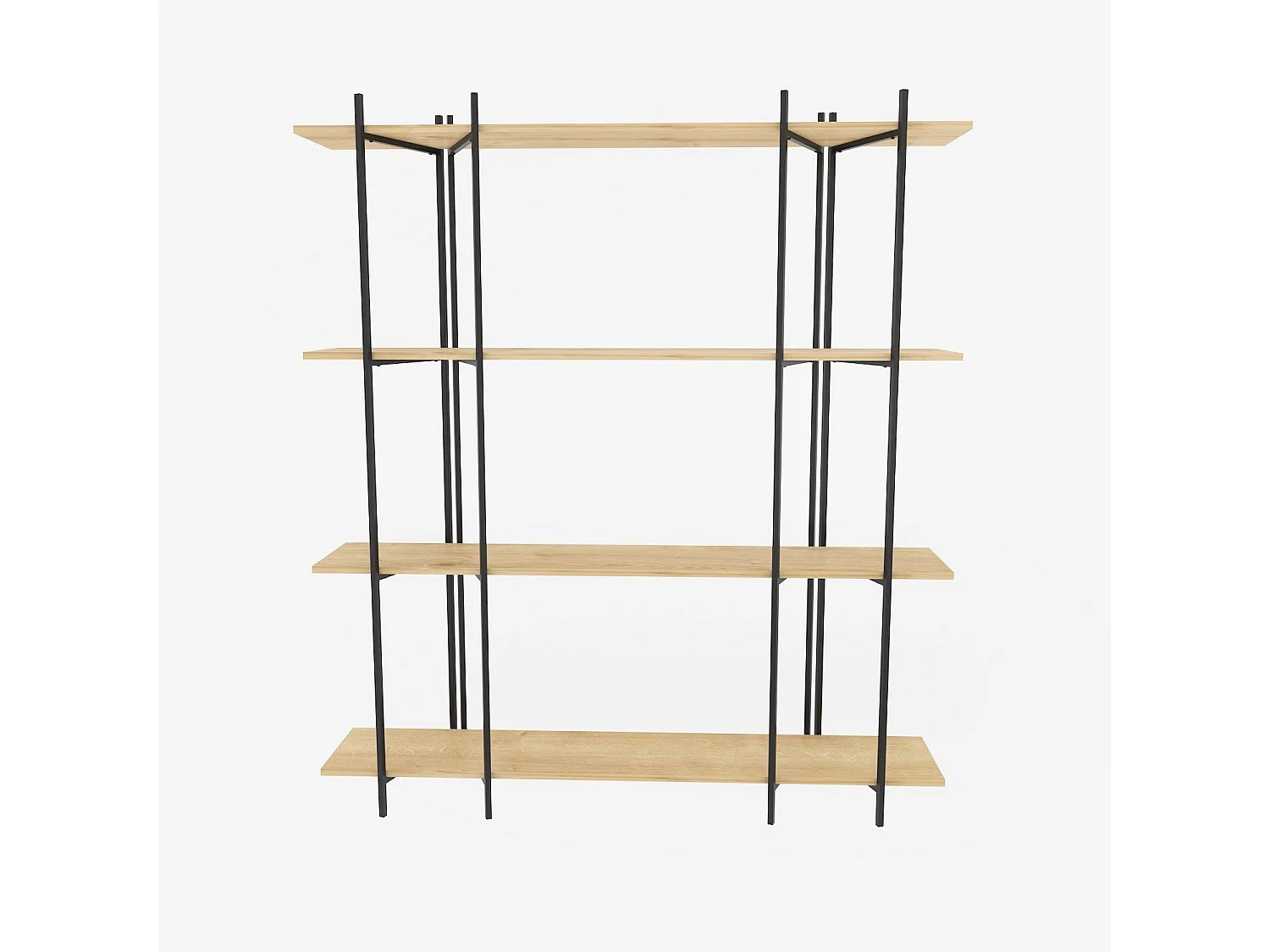 Estante elegante em carvalho e preto, 160 cm x 180 cm x 29,6 cm | Painel de partículas 100% revestido em melamina, 18 mm de espessura | Perf