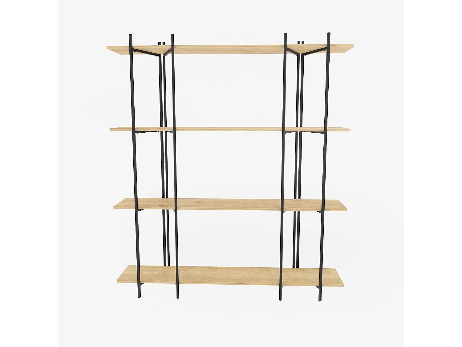 Estante elegante em carvalho e preto, 160 cm x 180 cm x 29,6 cm | Painel de partículas 100% revestido em melamina, 18 mm de espessura | Perf