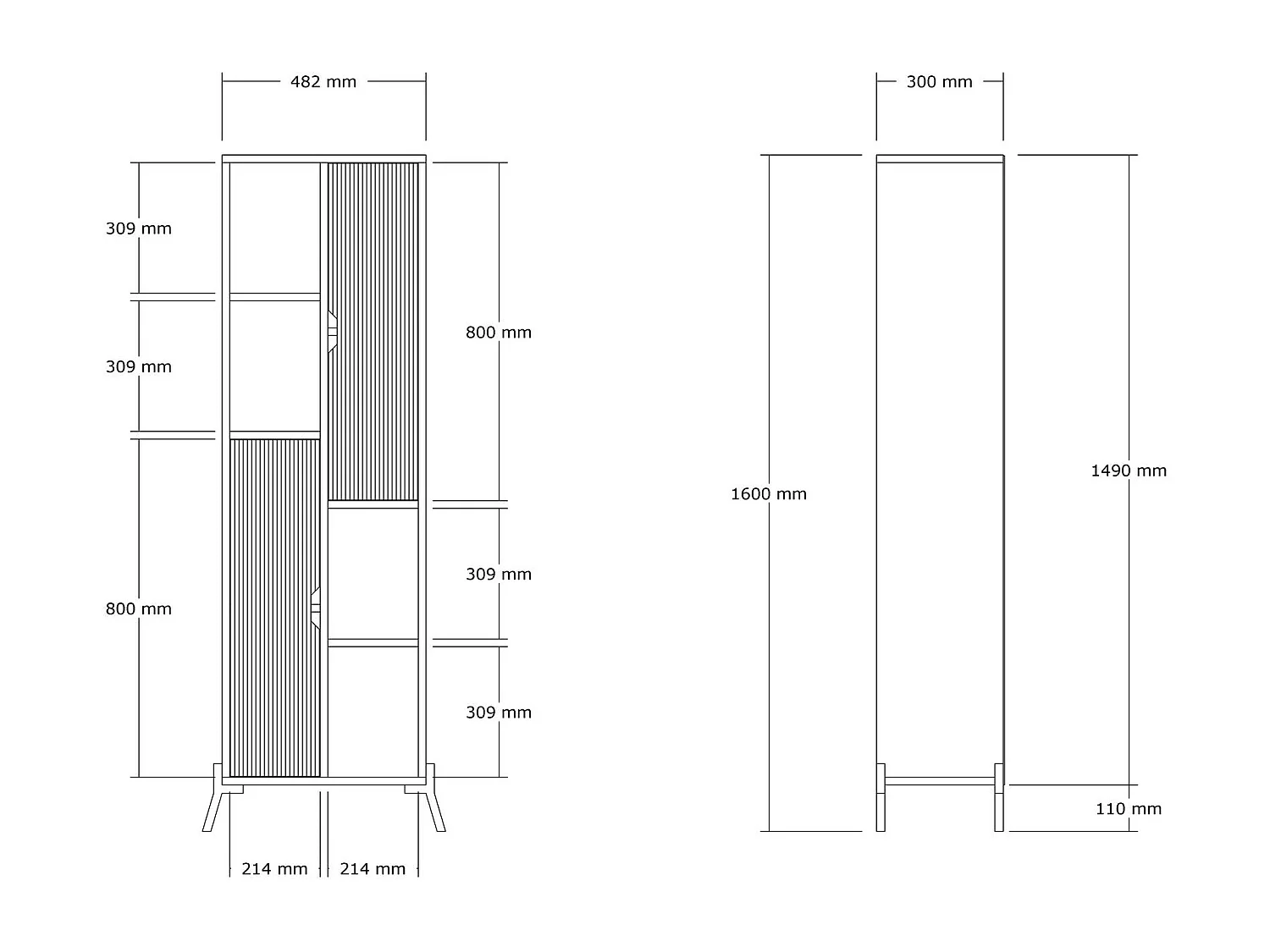 Librería – 48,2 cm x 160 cm x 30 cm – Roble Zafiro y Antracita – Tablero de partículas recubierto de melamina