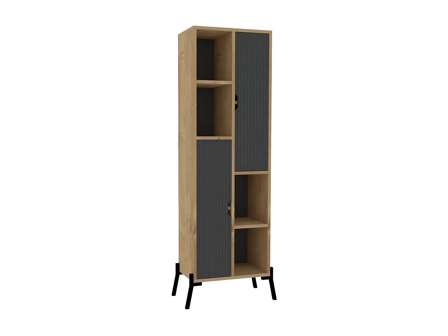 Librería – 48,2 cm x 160 cm x 30 cm – Roble Zafiro y Antracita – Tablero de partículas recubierto de melamina