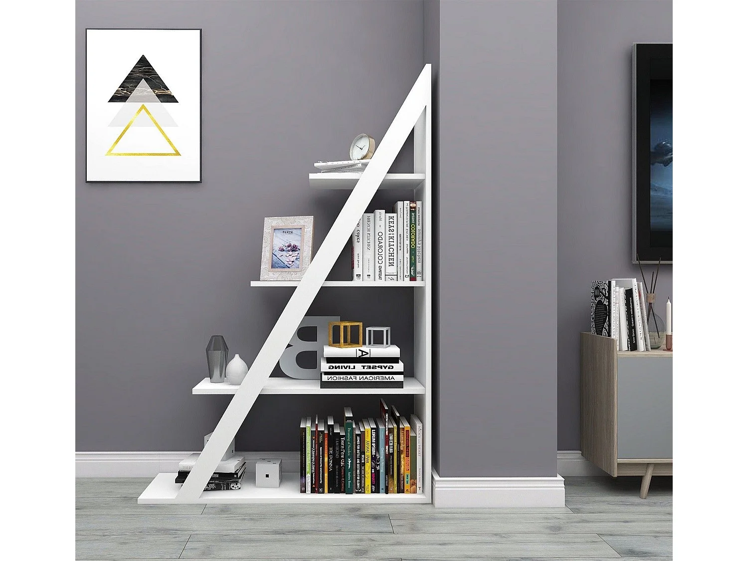 Estante moderna – 100 cm x 150 cm x 29,5 cm – Branca – Painel de partículas revestido a melamina