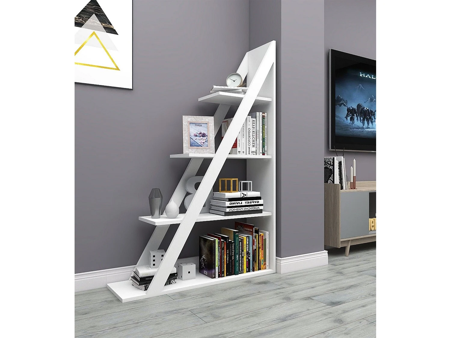 Bibliothèque étagère Dosne H150cm Bois Blanc