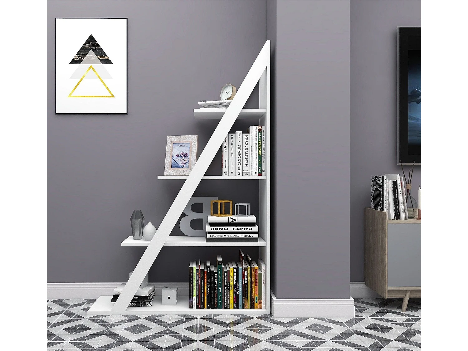 Bibliothèque étagère Dosne H150cm Bois Blanc