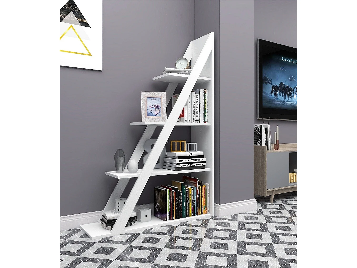 Bibliothèque étagère Dosne H150cm Bois Blanc