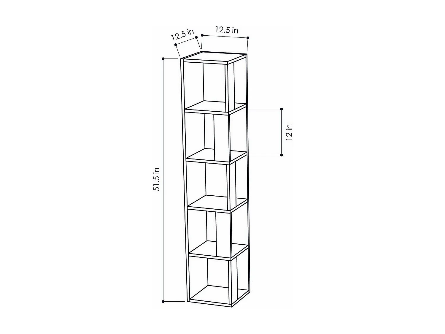 Estante Escandinava Moderna – 34 x 161 x 34 cm – Branca – MDF