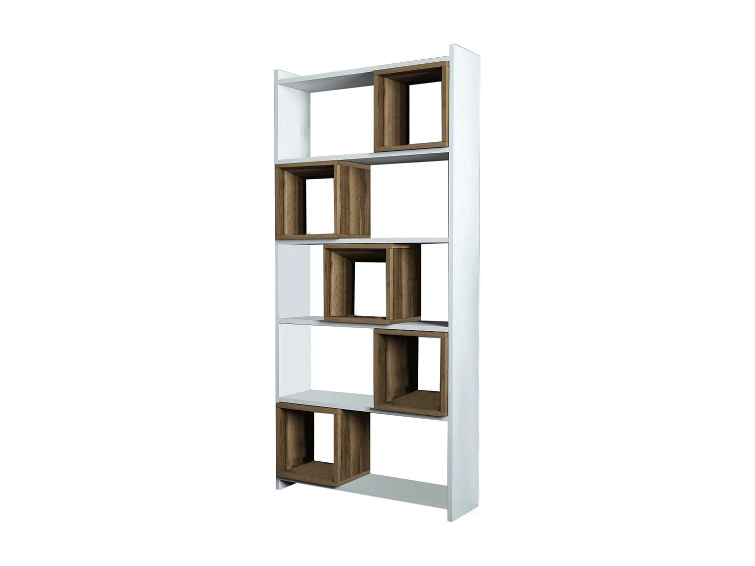 Étagère bibliothèque carrée Iussit 170cm Bois Blanc et Naturel