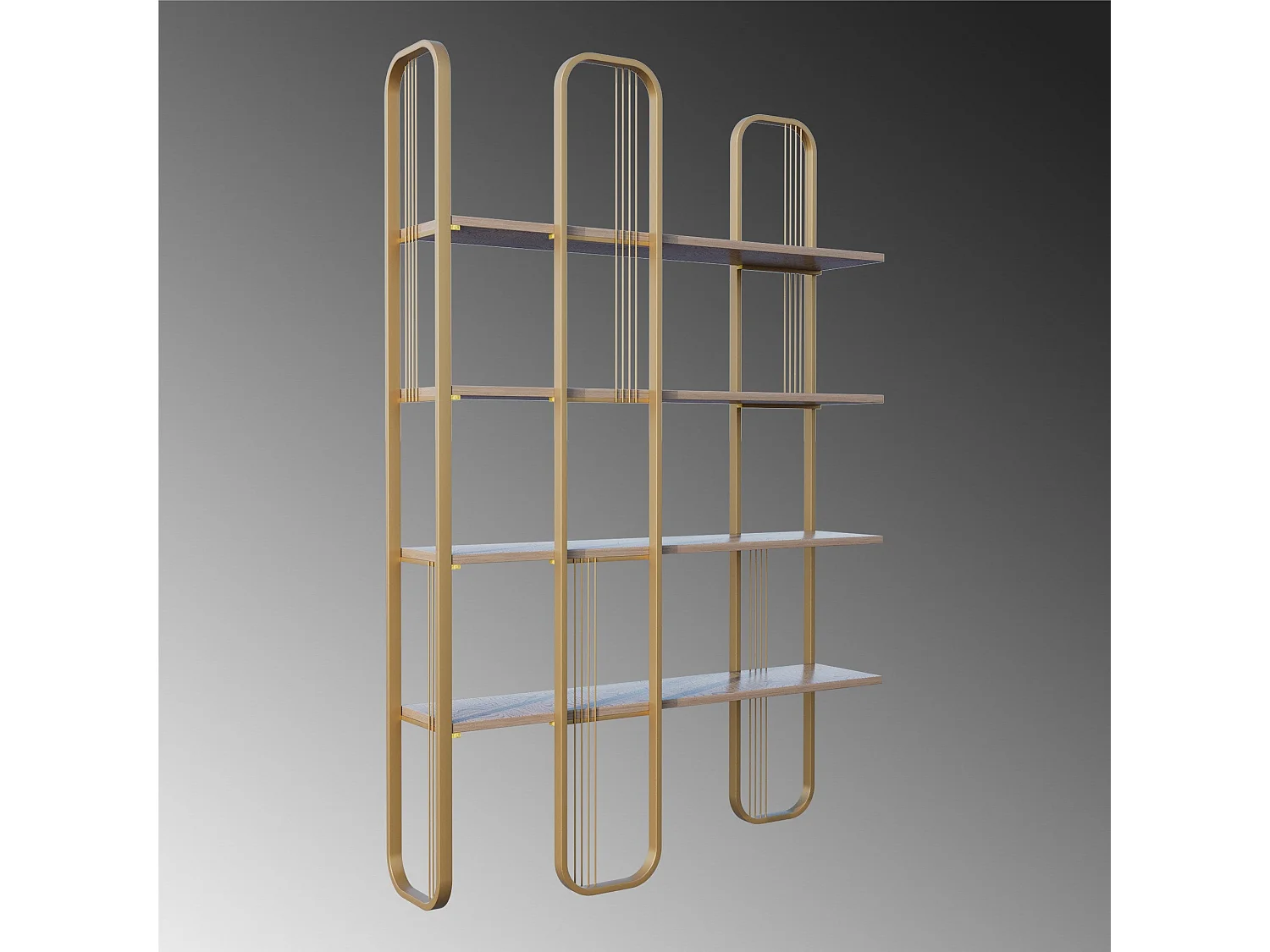 Estante Barroca Elegante, Amarela, 124 x 182 x 26 cm | Painel de Partículas 100% Revestido em Melamina e Estrutura de Metal | Capacidade de