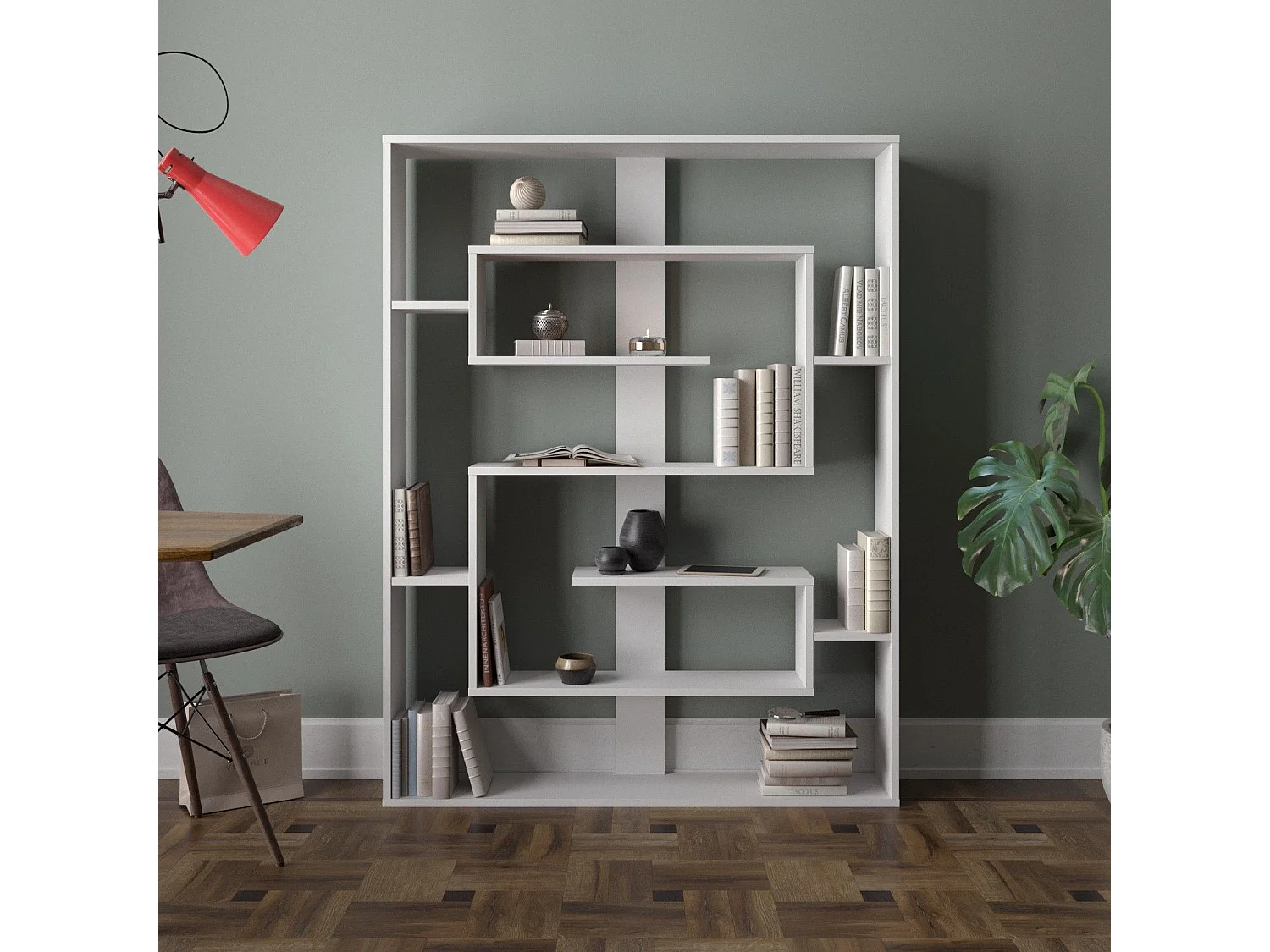 Estante branca moderna, 120 x 156 x 22 cm | Painel de partículas 100% revestido em melamina, 18 mm de espessura | Montável na parede, várias