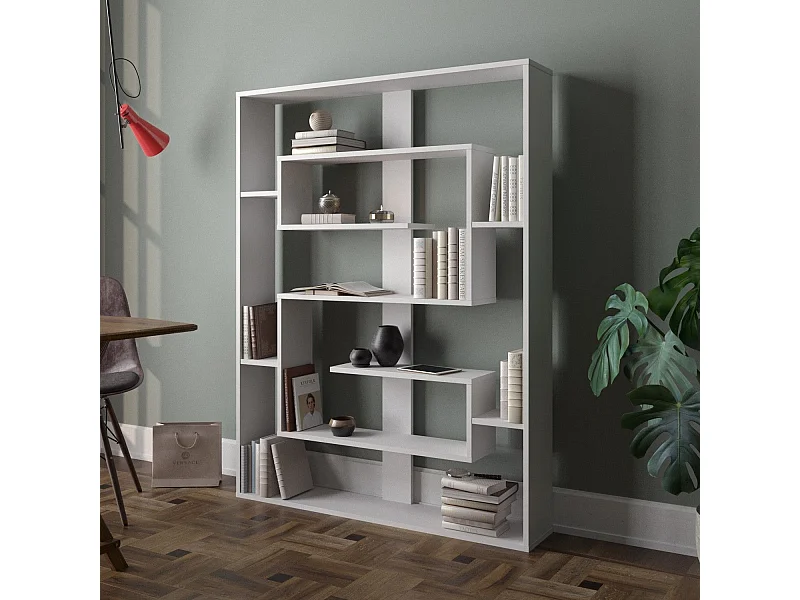 Estante branca moderna, 120 x 156 x 22 cm | Painel de partículas 100% revestido em melamina, 18 mm de espessura | Montável na parede, várias