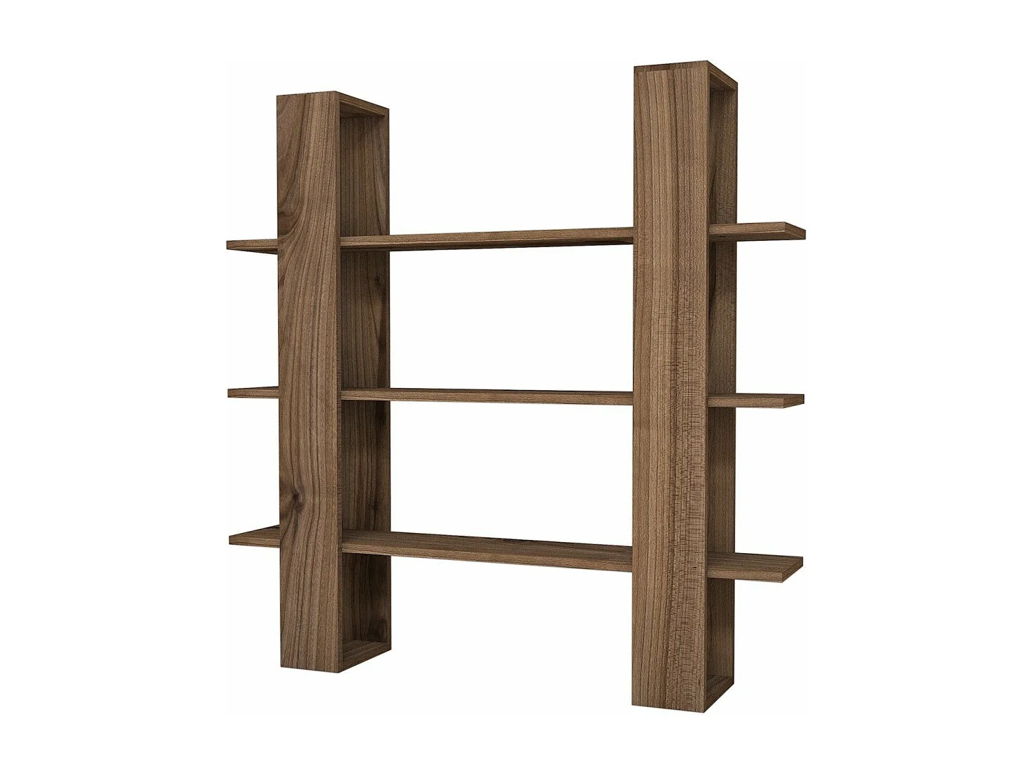 Estante escandinava – 120 x 120 x 23,2 cm – nogueira – painel de partículas revestido a melamina