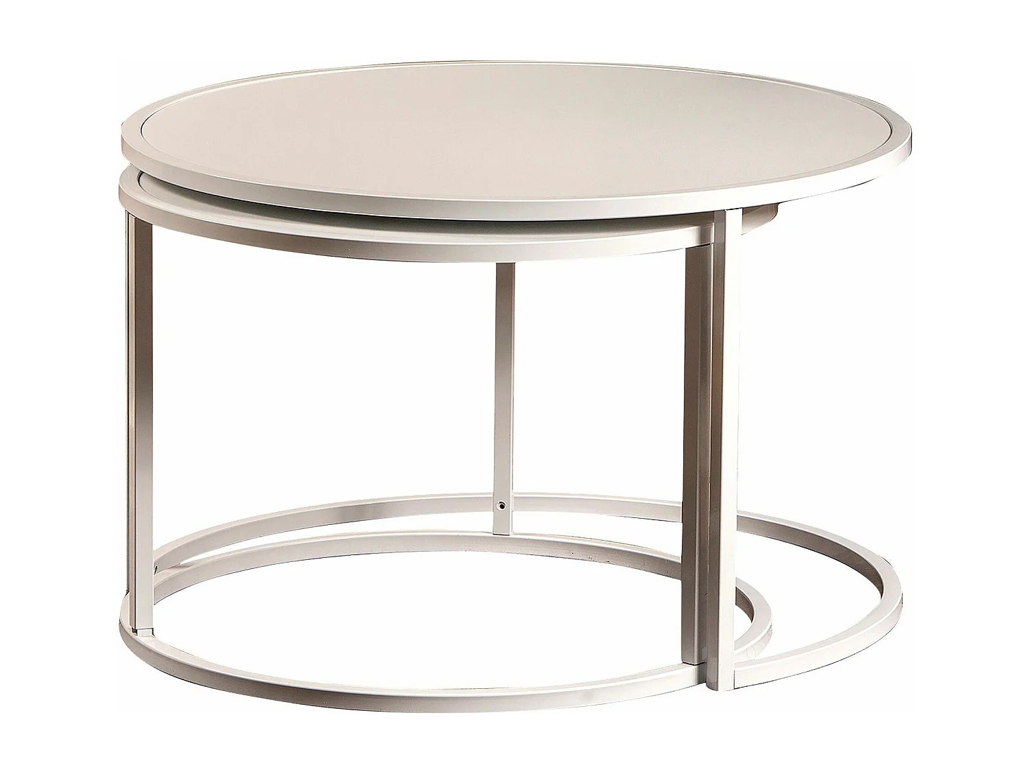 Tabe gigogne Ronde Clementia Bois et Métal Blanc