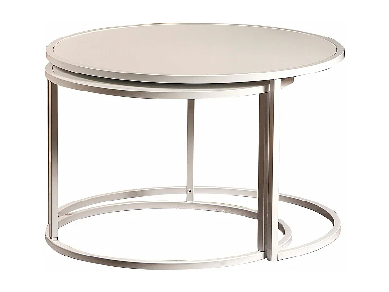 Tabe gigogne Ronde Clementia Bois et Métal Blanc