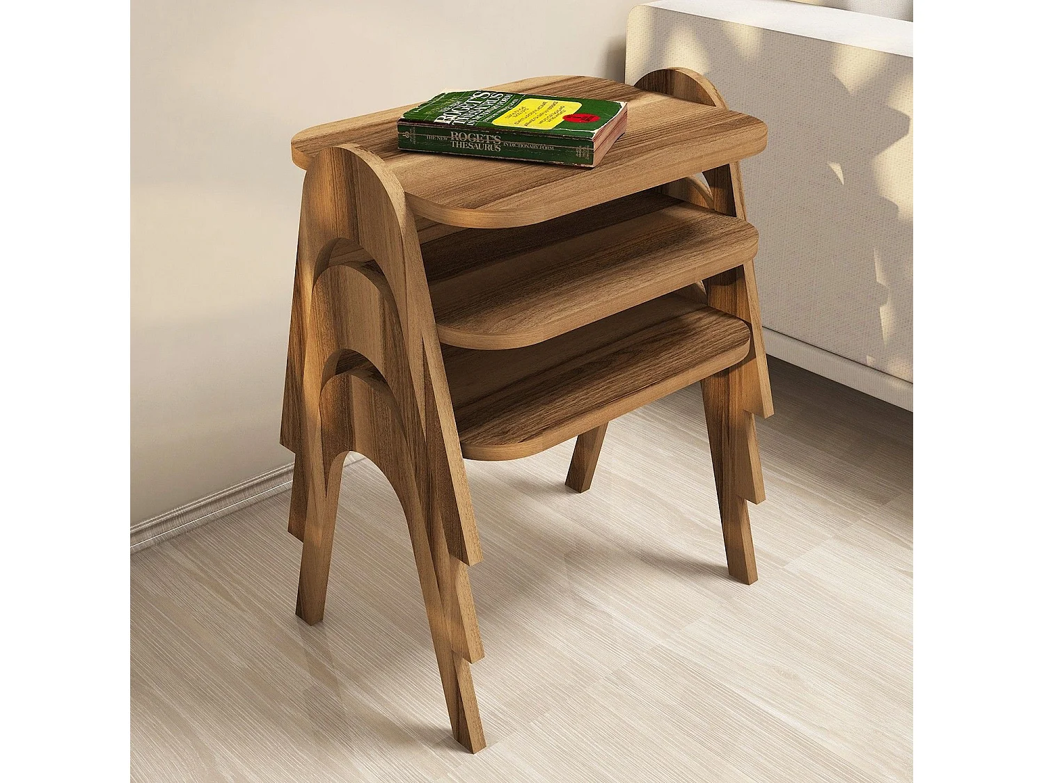 Lot de 3 bout de canapé Dilra Bois Naturel