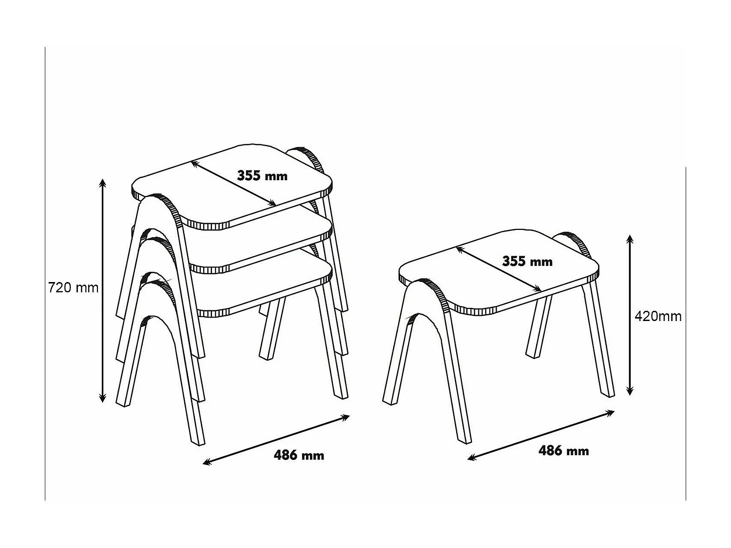 Lot de 3 bout de canapé Dilra Bois Naturel