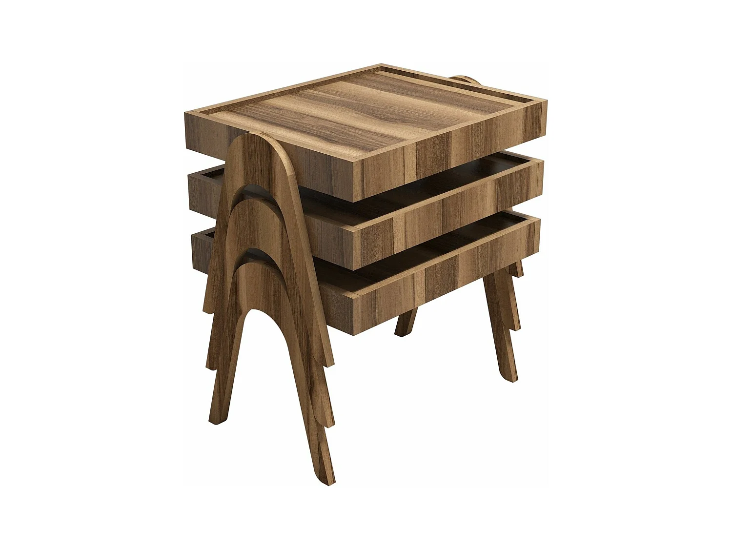 Conjunto mesa de centro Kailua 135, Nuez, 41x54x40cm, Aglomerado laminado, Angular