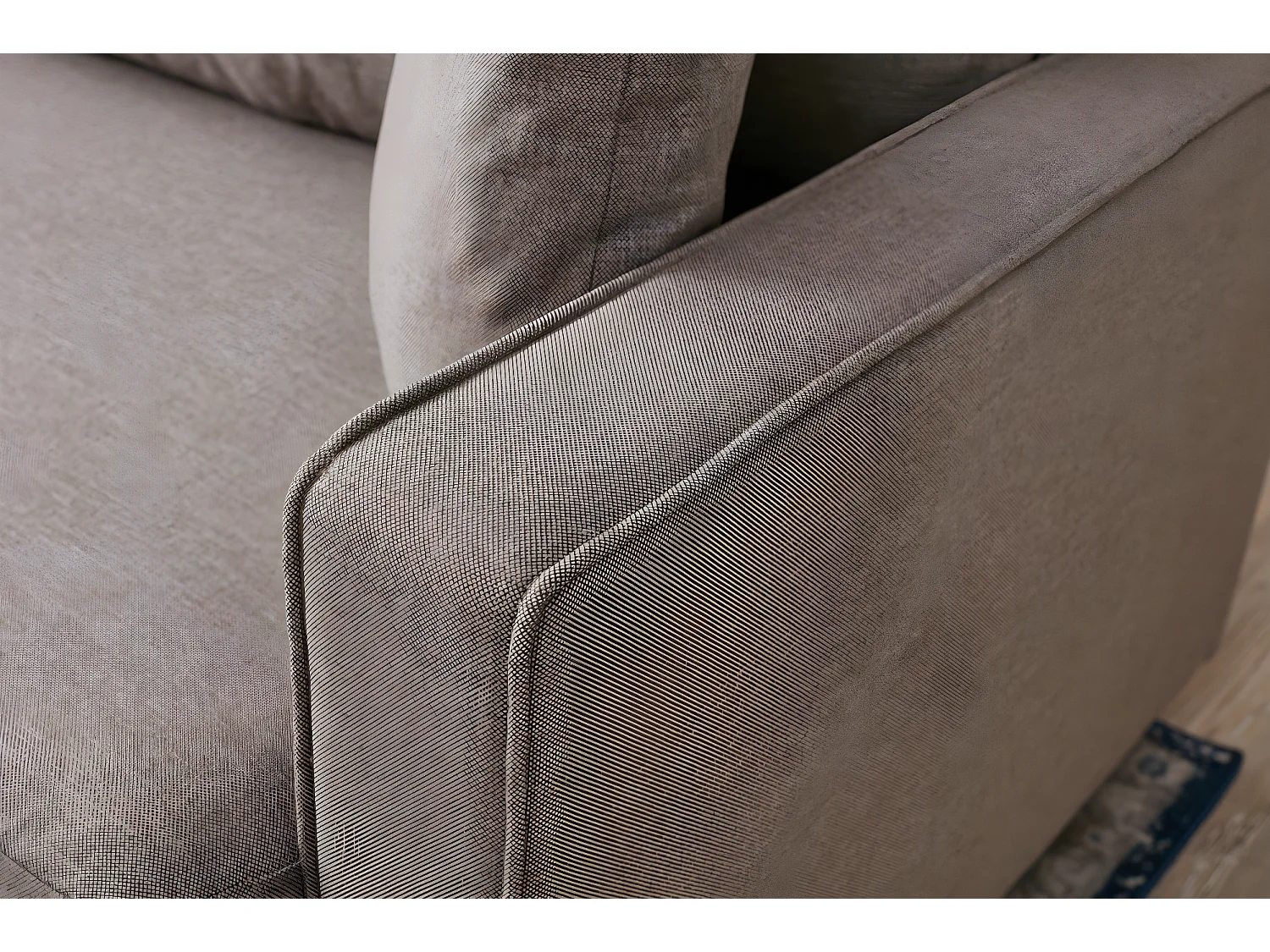 Converteerbare hoekbank met opbergpoef in lichtbeige Melano stof 210 cm-Model Juiste hoek