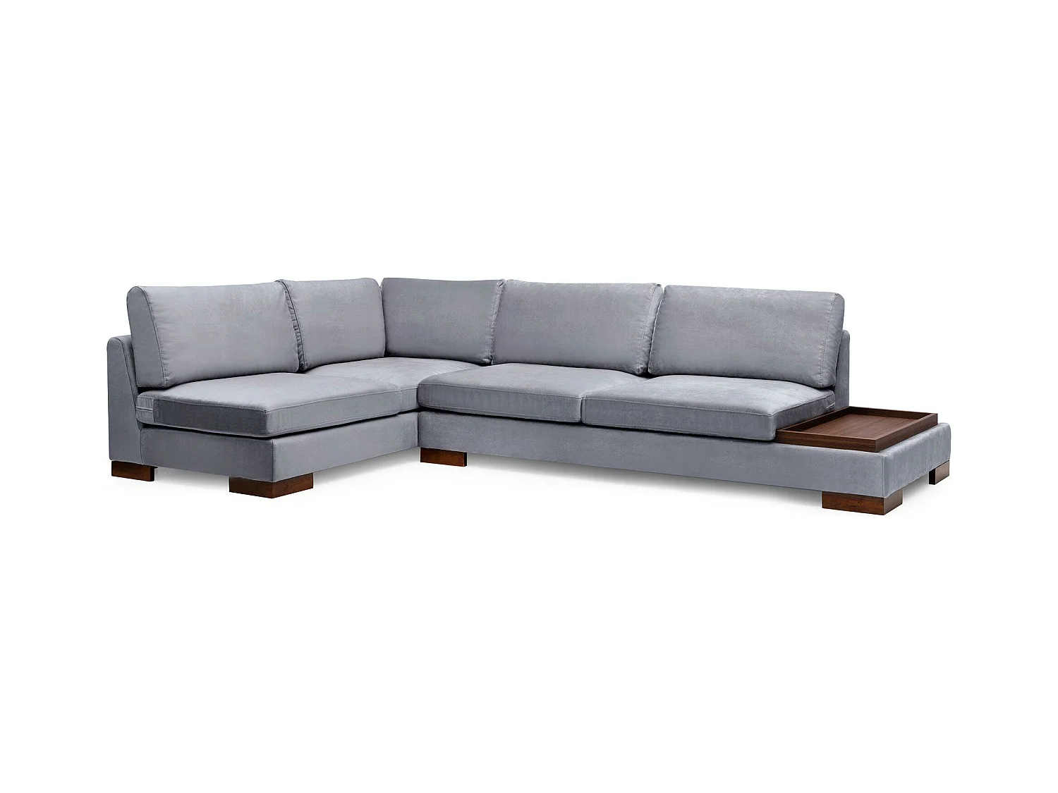 Canapé d'angle gauche avec pouf Perissa Velours Gris foncé
