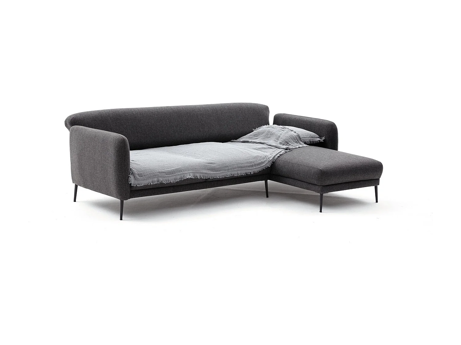 Canapé d'angle à droite Juanita Tissu Anthracite