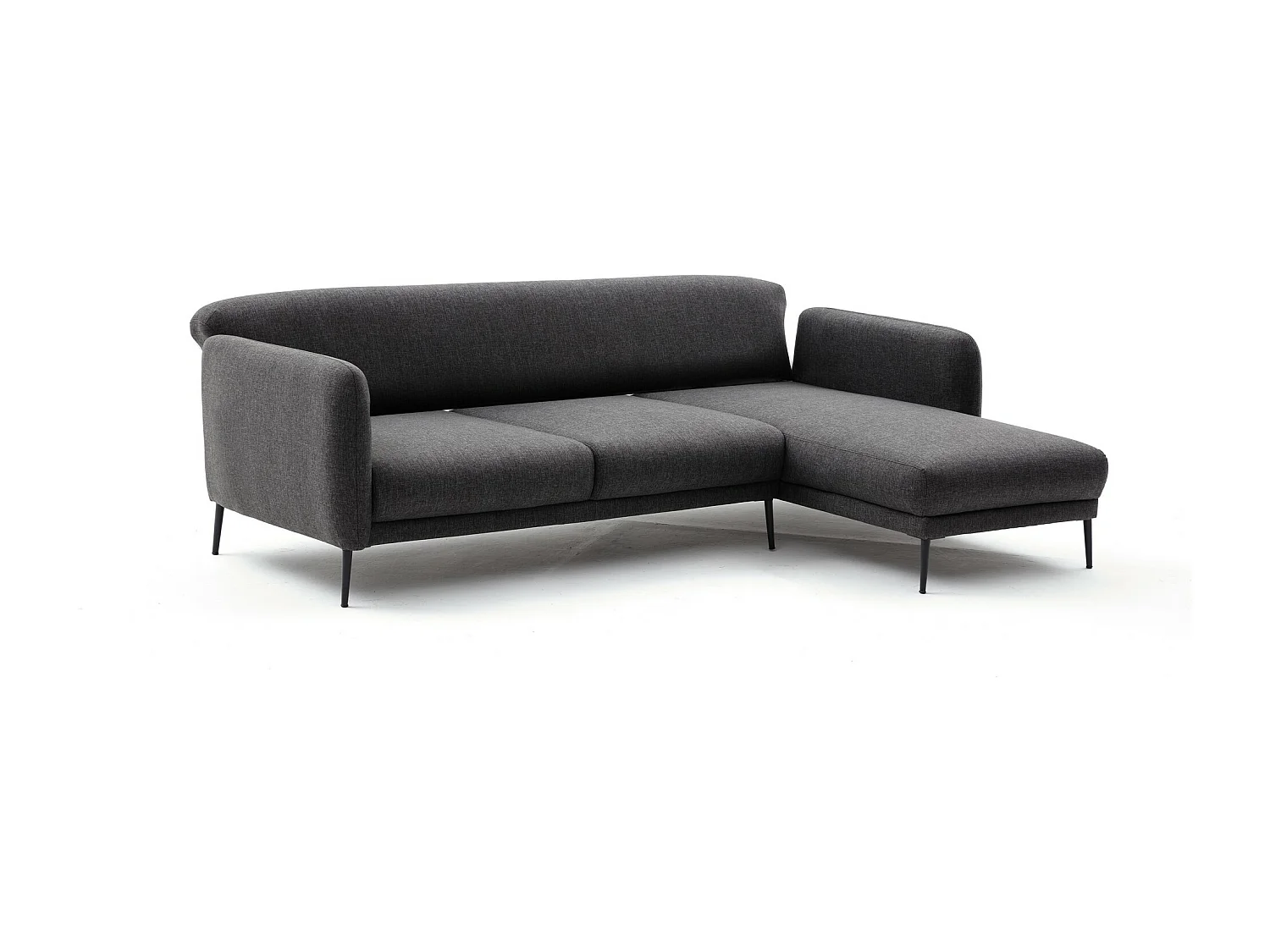 Canapé d'angle à droite Juanita Tissu Anthracite