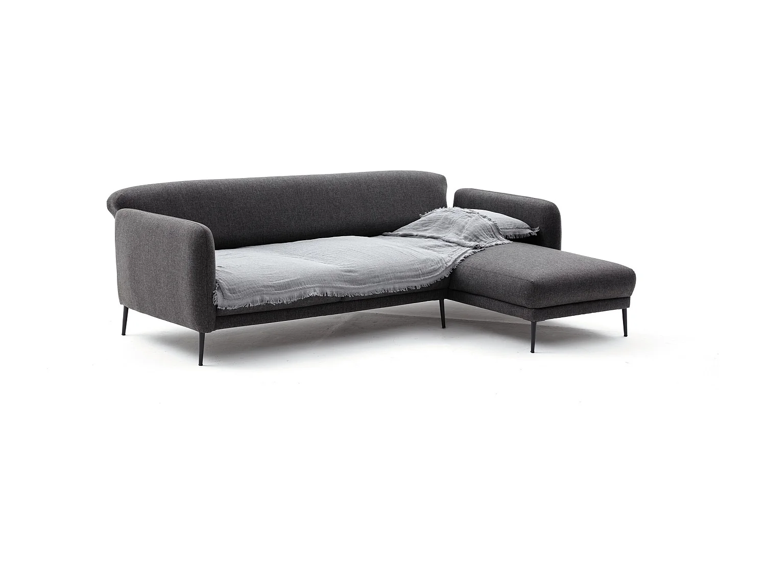 Canapé d'angle à droite Juanita Tissu Anthracite