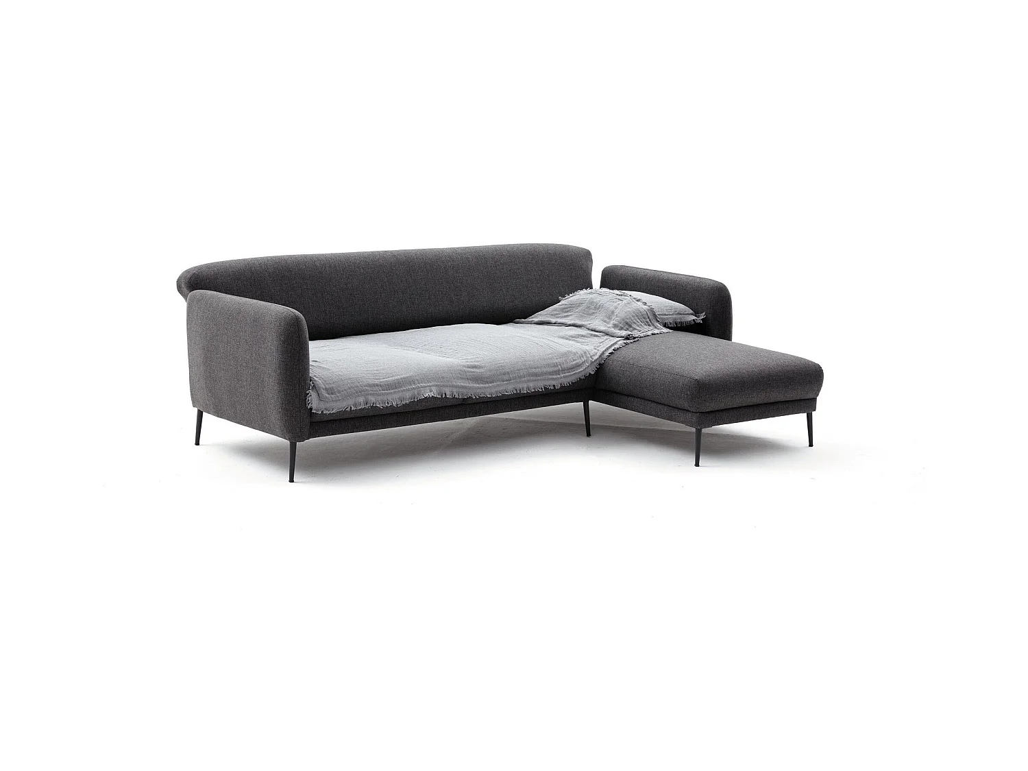 Canapé d'angle à droite Juanita Tissu Anthracite