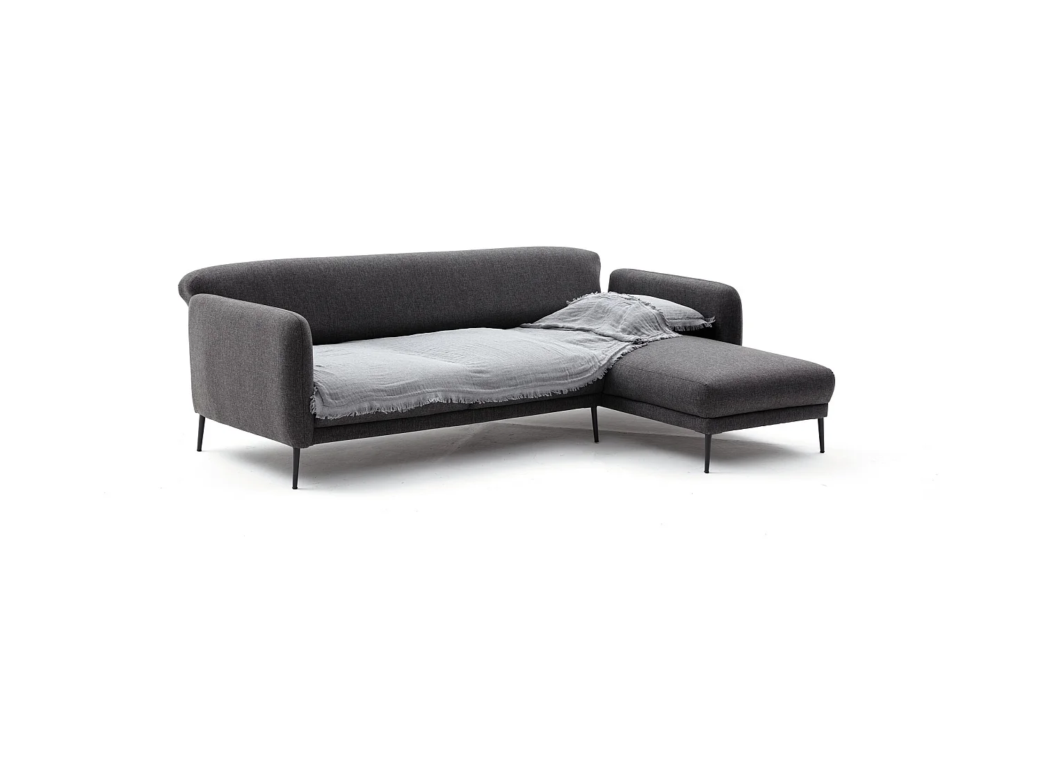 Canapé d'angle à droite Juanita Tissu Anthracite