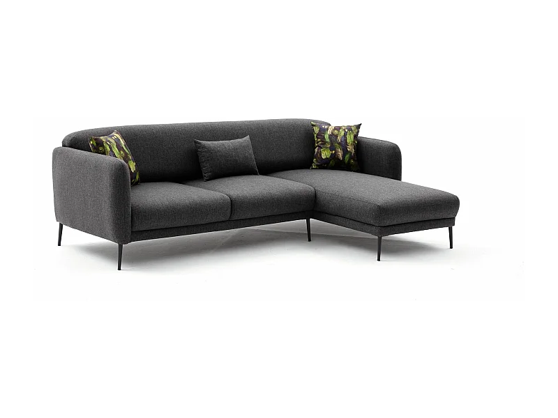 Divano angolare Altadena 128, Grigio, 265x163x80cm