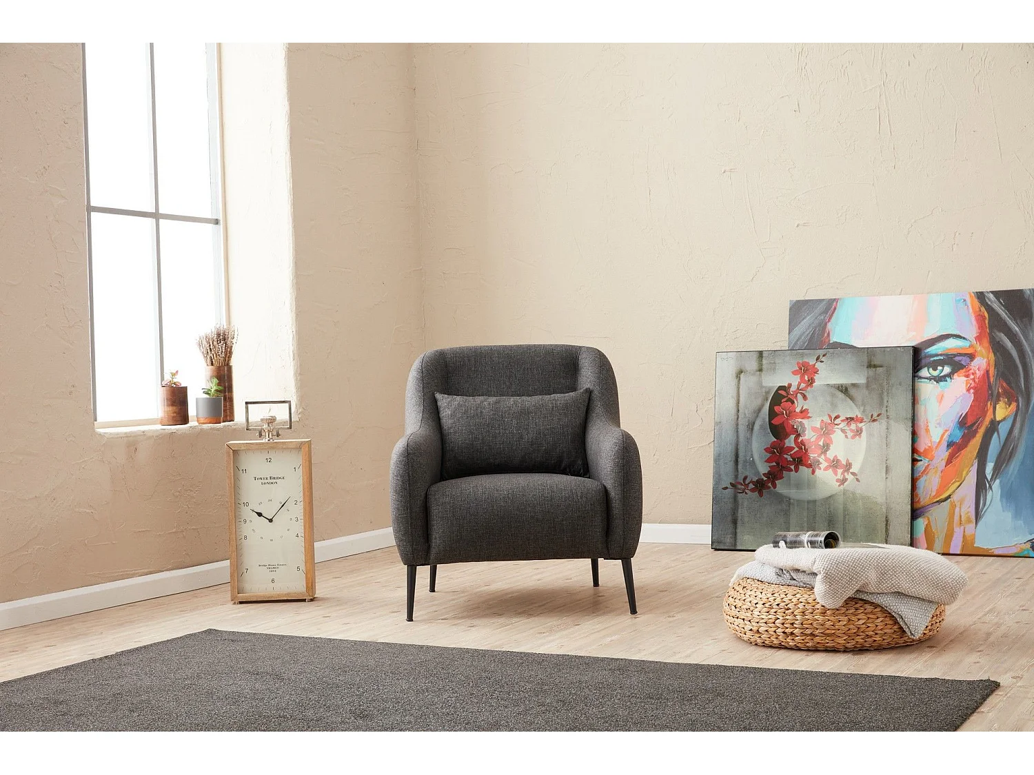 Fauteuil Juanita Tissu Anthracite