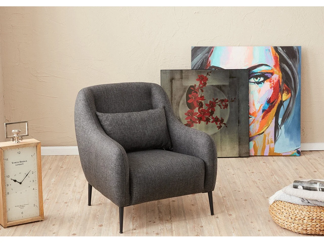 Fauteuil Juanita Tissu Anthracite