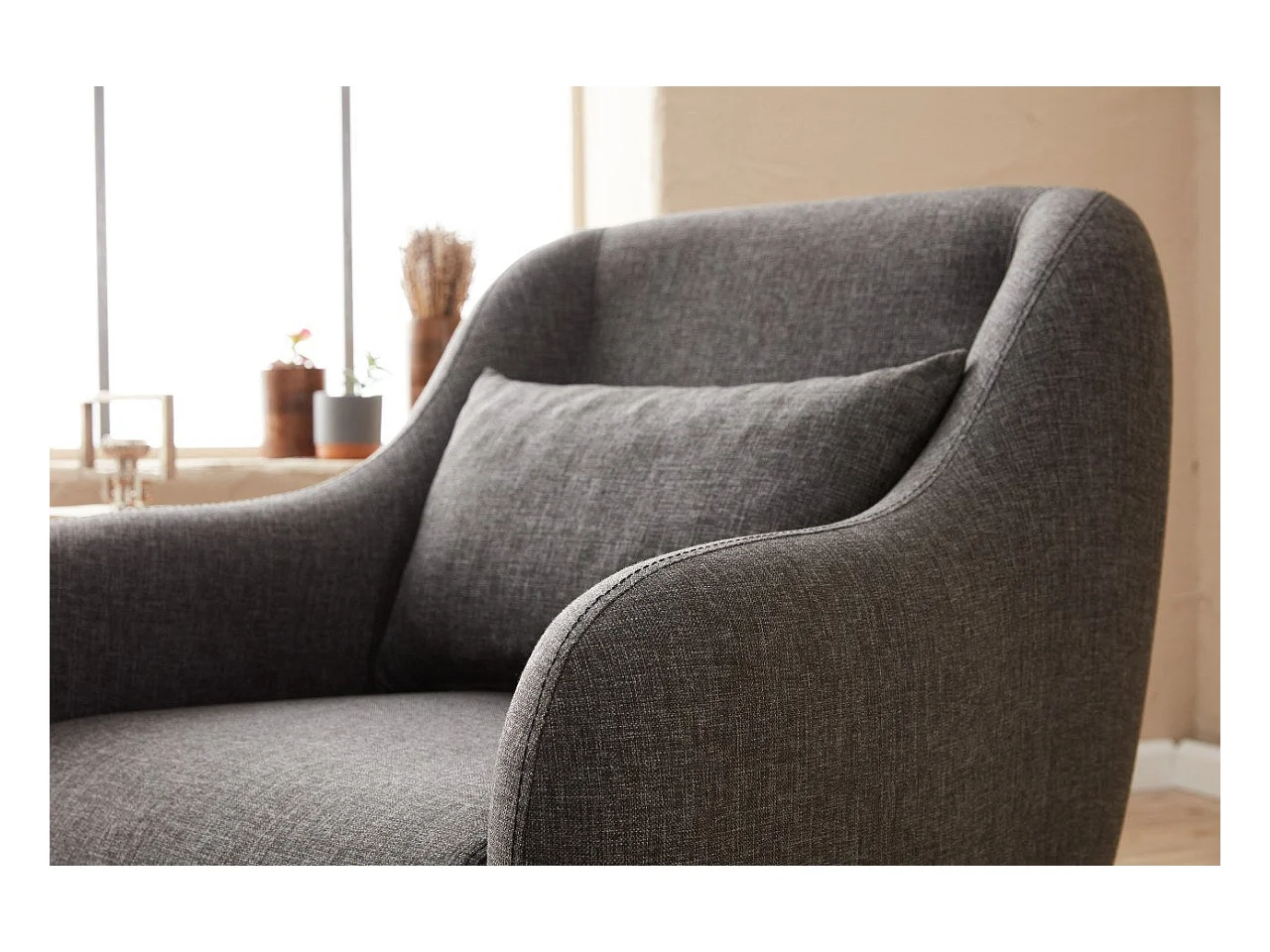 Moderne 1-zits fauteuil – 77 x 70 x 77 cm – Antraciet – 100% beukenhouten frame