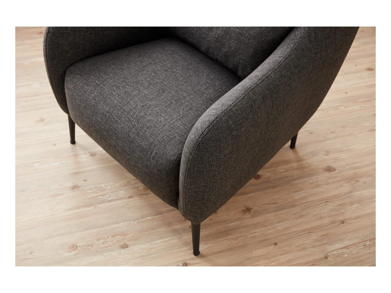 Moderne 1-zits fauteuil – 77 x 70 x 77 cm – Antraciet – 100% beukenhouten frame