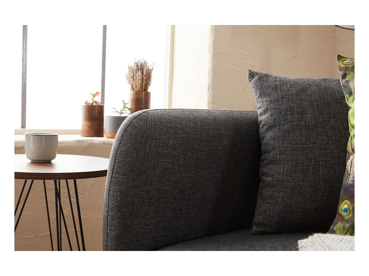 Moderne 1-zits fauteuil – 77 x 70 x 77 cm – Antraciet – 100% beukenhouten frame