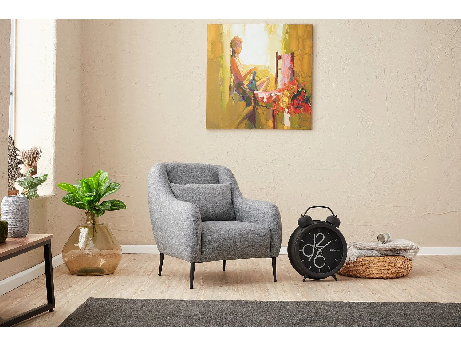 Fauteuil Juanita Tissu Gris clair