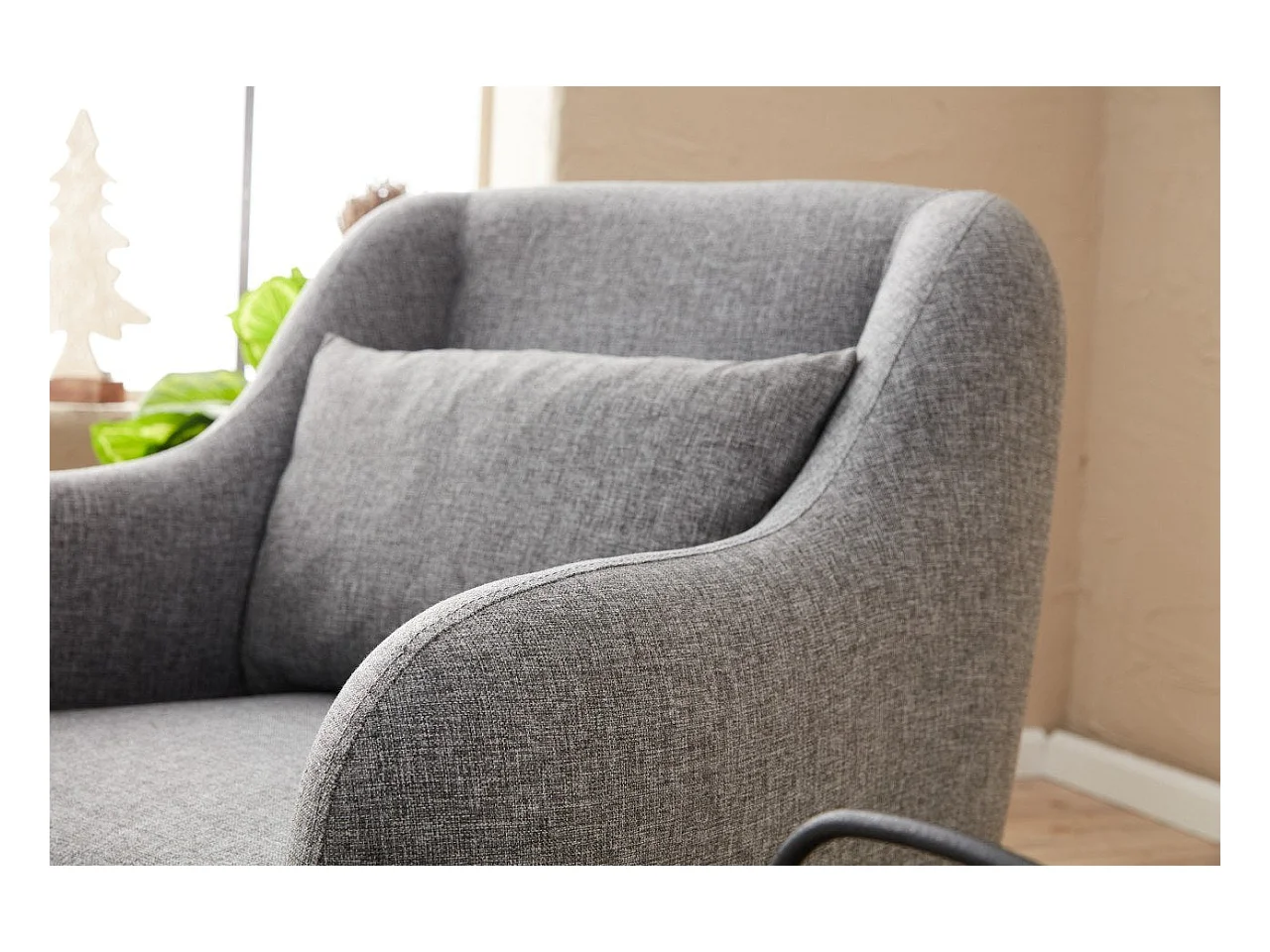 Moderne 1-zits fauteuil – 77 x 70 x 77 cm – grijs – beukenhout