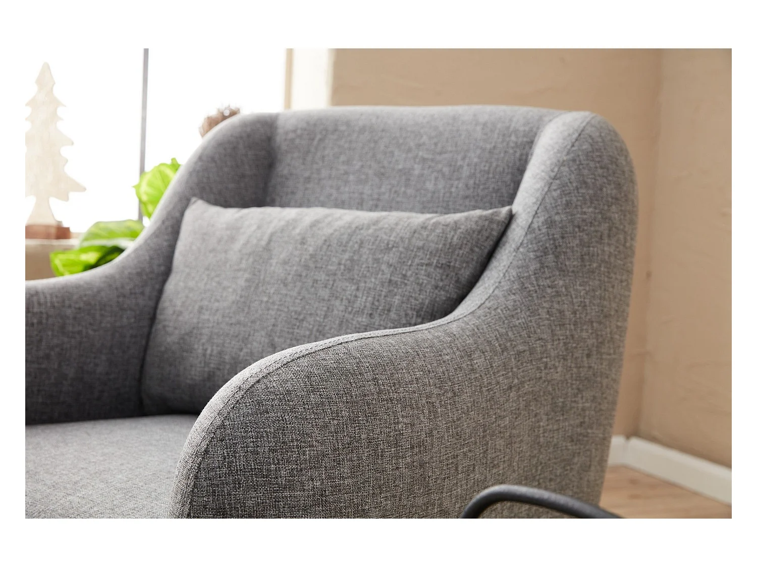 Moderne 1-zits fauteuil – 77 x 70 x 77 cm – grijs – beukenhout