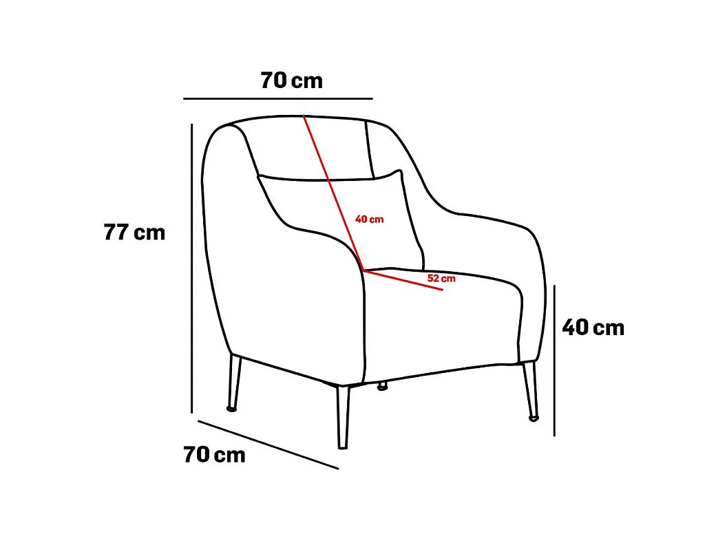 Moderne 1-zits fauteuil – 77 x 70 x 77 cm – grijs – beukenhout