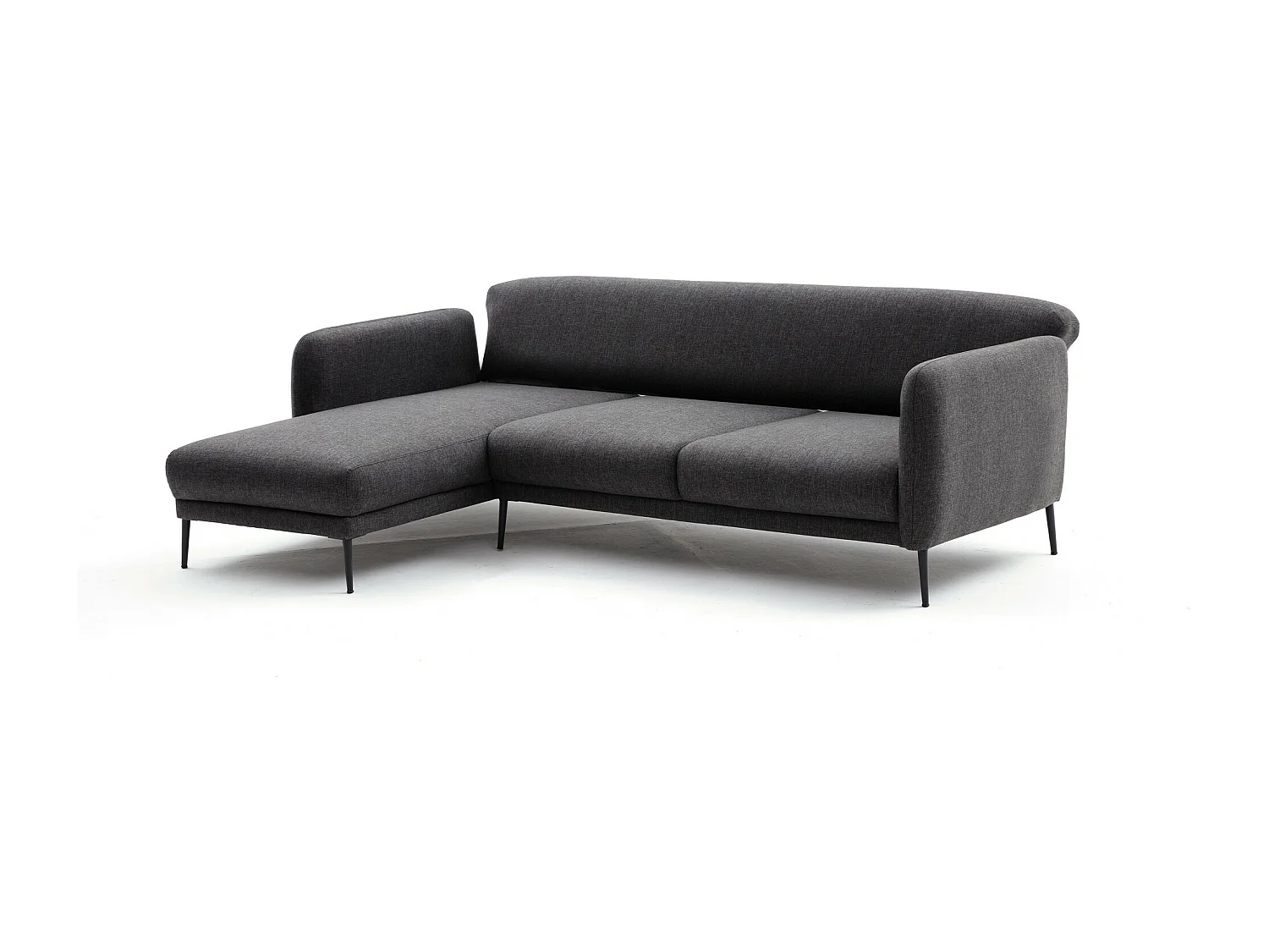 Moderne hoekbank links antraciet stof Valiko 265 cm