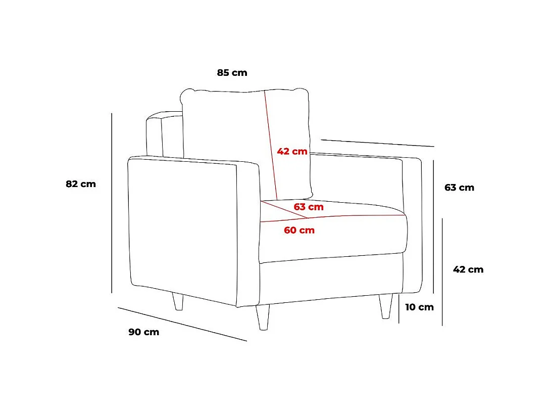Moderne 1-zits fauteuil – 85 x 82 x 90 cm – antraciet – dennenhout en spaanplaat