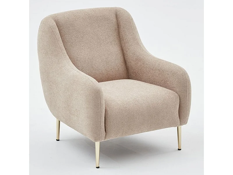 Sillón Altadena 308, De color marrón claro, 77x70x70cm, Tapiz, Patas: Metal