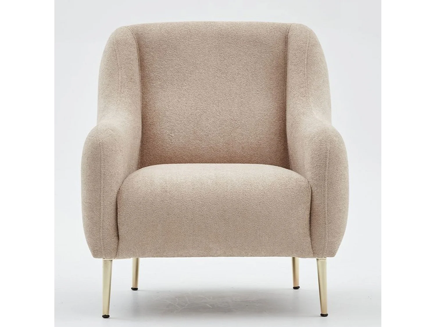 Poltrona de 1 lugar – 77 x 70 x 77 cm – Bege e dourado – Madeira de faia e poliéster