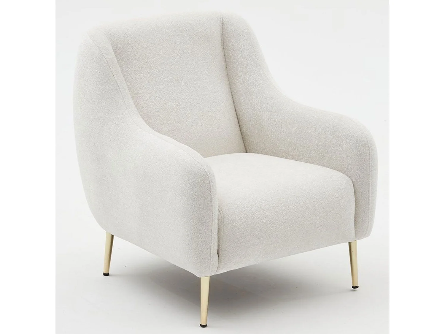 Elegante 1-zits fauteuil – 77x70x77 cm – crème en goud – beukenhout en polyester